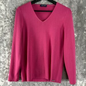 Saint James Size 8 Wool V Neck Minimalist Top Pink Long Sleeve Casual